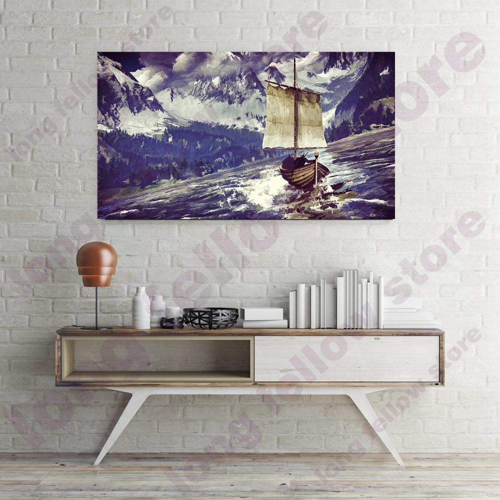 

Sailing Boat DIY Painting By Numbers Seascape Drawing Painting By Numbers Landscape Snow Mountain Coloring by Numbers Dropship