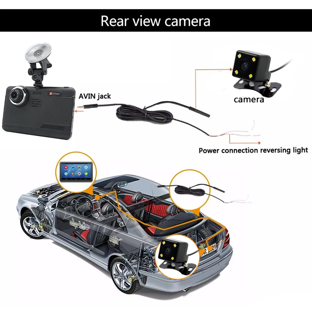 Junsun 7 &quotавтомобильный видеорегистратор Камера android gps навигация Full HD 1080 P с двумя