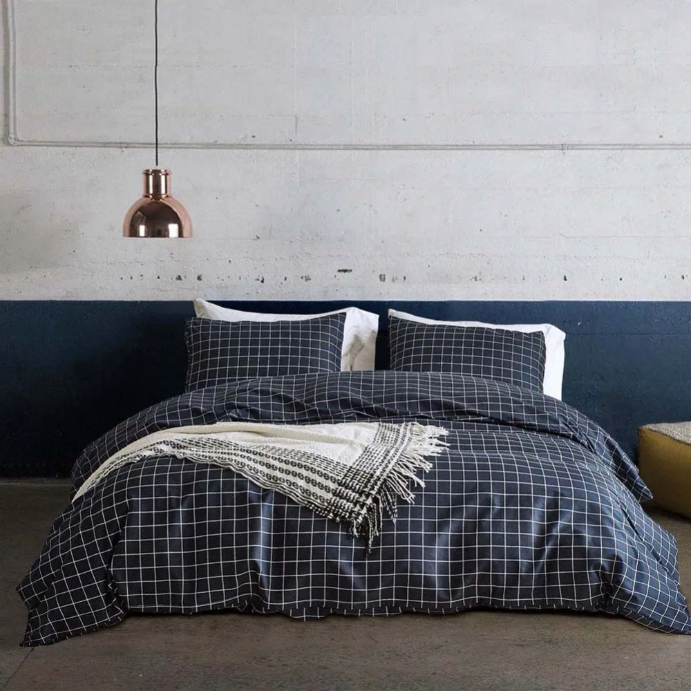 Классический Комплект постельного белья в клетку наволочка из полиэстера и