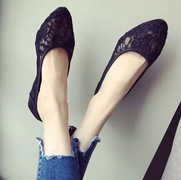 2019 New Women Flats Shoes Ballet Fashion Slip On Lace Flat Sweet Hollow Summer Female Casual Plus | Обувь