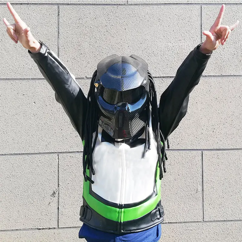 Новинка мотоциклетный шлем Хищник из углеродного волокна мотоциклетные шлемы на