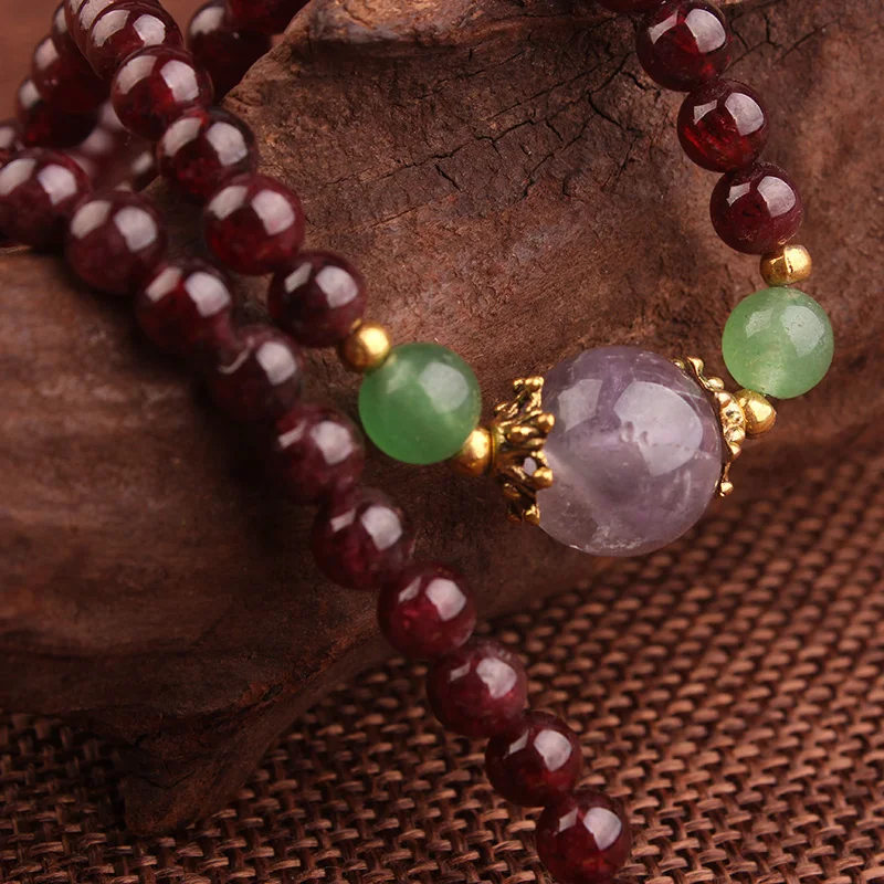 Браслет с подвеской из натурального граната сумка Будды зеленого цвета браслет