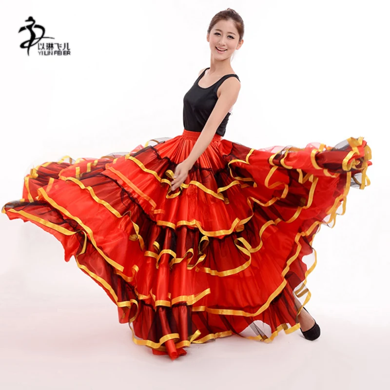 Женская юбка для фламенко испанское нарядное платье танцевальная Senorita Rumba сальса