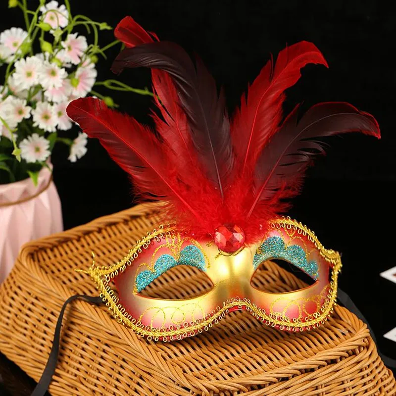 Painting Feather Mask Women Lady Bar KTV Nightclub Disco Ball Masks Masquerade Party Halloween Christmas|Аксессуары для