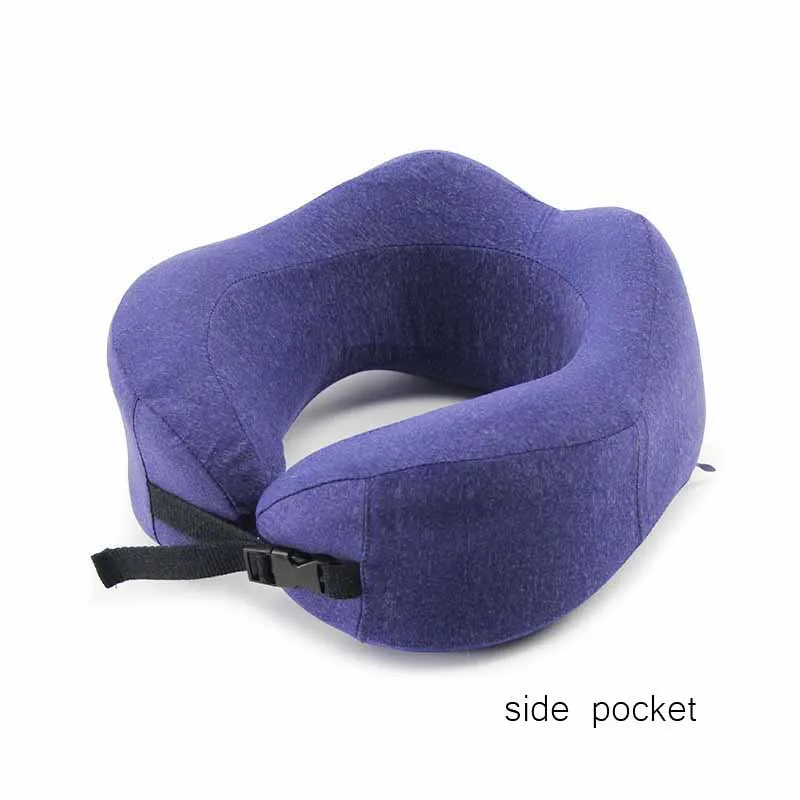 navy side pocket Новые u-образные подушки для шеи из пены с эффектом памяти, мягкие медленные подушки для путешествий, однотонный шейный затылочный медицинский постельные принадлежности, Прямая поставка - Цвет: navy side pocket