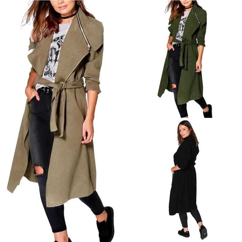 #2533 зимнее пальто женщин Тренчи для oversize теплый с длинным рукавом пояса Верхняя