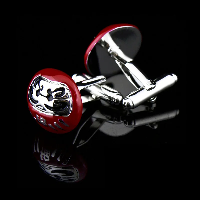 Silver Plated Жених Свадебное торжество деловая встреча мужские запонки для французских рубашек звенья красная Эмаль Тигр Фортуна запонки японские запонки с подарочной сумкой - Окраска металла: Silver Plated