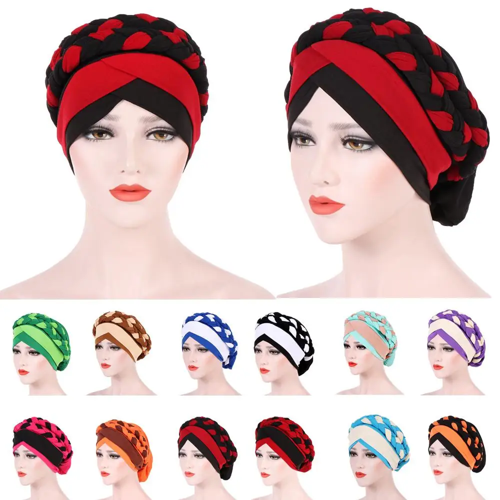

Women Lady India Muslim Long Braid Headscarf Turban Wrap Cover Cancer Chemo Cap Hat Hair Loss Bonnet Headwear Fashion