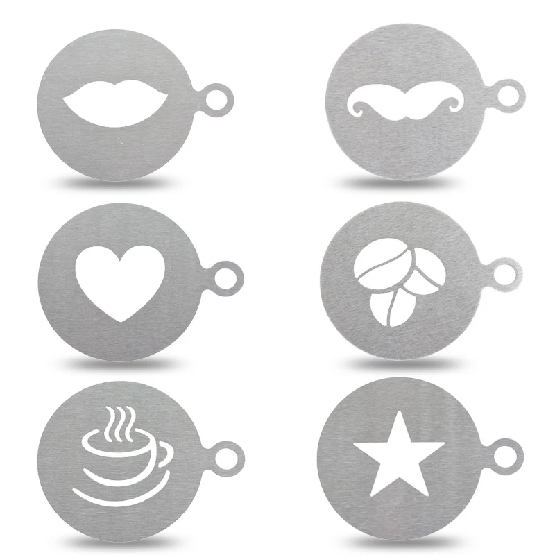 

ROKENE Stainless Steel Coffee Printing Model Garland Mold Fancy Coffee Tools Cafe Foam Spray Template Barista Decoration Tool