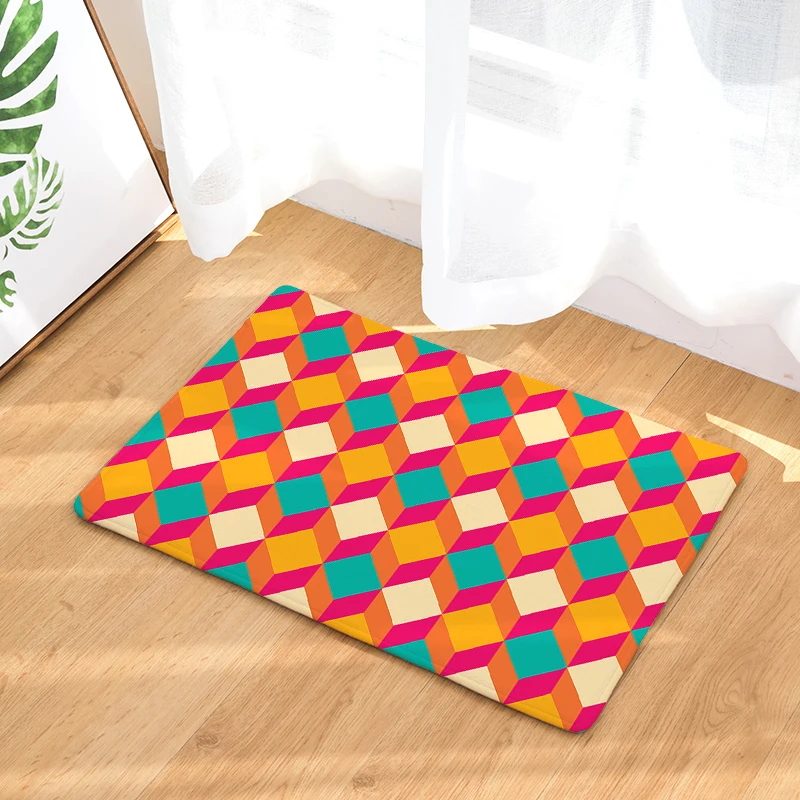 Фланелевые геометрические коврики для дверей домашние ванной Длинные Коврики