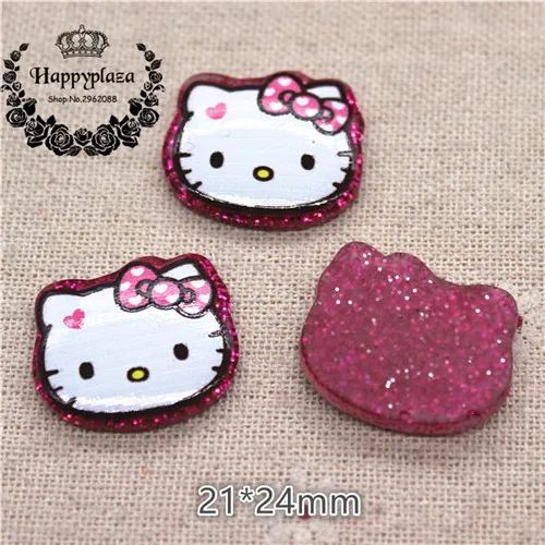 hot pink cat 10pcs 10 шт. каваи Блестящий полимерный Кот и бант миниатюрный плоский с оборота кабошон художественная поставка Сделай Сам Скрапбукинг - Цвет: hot pink cat 10pcs