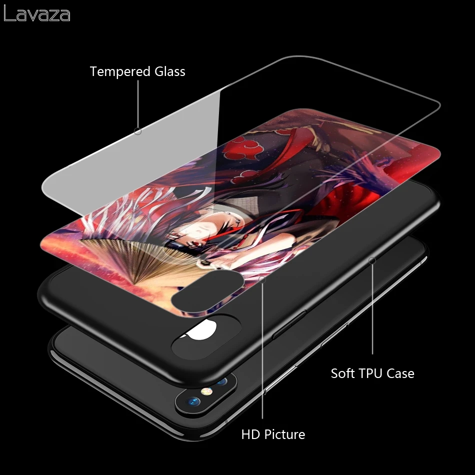 Чехол Lavaza Naruto Itachi Uchiha из закаленного стекла TPU для iPhone XS MAX XR X 8 7 6 6S Plus