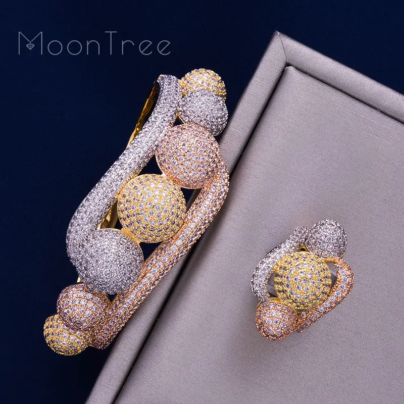 Женский свадебный браслет MoonTree с кубическим цирконием 3 тона|Ювелирные наборы| |