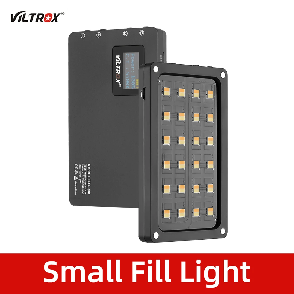 Viltrox RB08 двухцветный 2500 K-8500 K мини видео светодиодный свет портативный заполняющий свет встроенный Аккумулятор для камеры телефона съемки студии