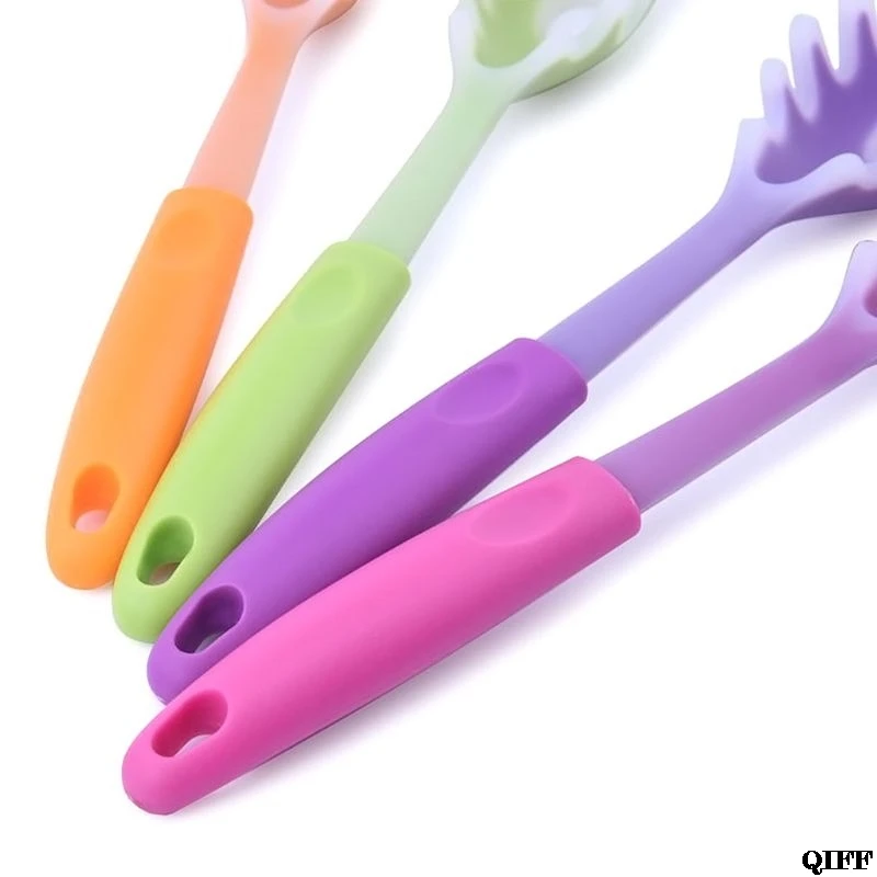 Practical Silicone Plastic Handle Spaghetti Pasta Noodle Spoon Scoop Colander Kitchen Cooking Gadget Tools Jun12