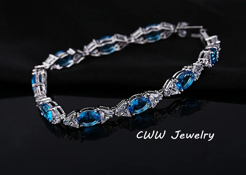 CWWZircons Новая мода для женщин CZ Ювелирные изделия смешанный светильник Синий