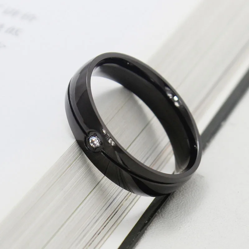 Male Female Titanium Ring Rose Gold Color Burnish AAA+ Cubic Zirconia Flush Setting Wedding Band Stainless Steel for Women | Украшения и