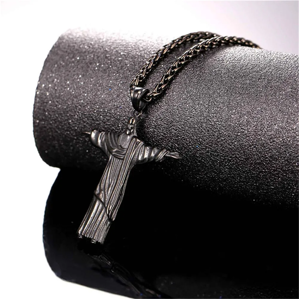 Новинка 2017 мужские ожерелья с искупителем Христа нержавеющая сталь золотой цвет