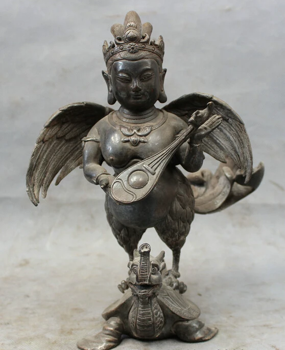 Песня voge Gem S4470 9 &quotКитайская Чистая Бронза Медь Garuda чечетка Будда езда статуя