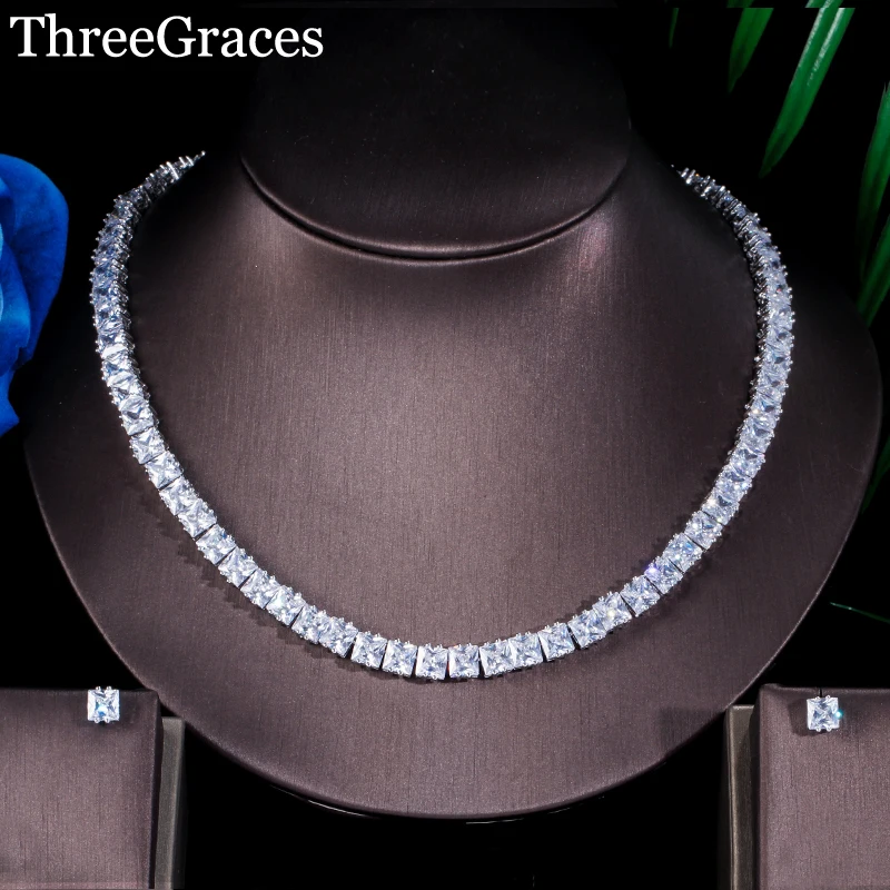 Набор ювелирных изделий ThreeGraces сверкающие серьги Чокеры с кубическим цирконием