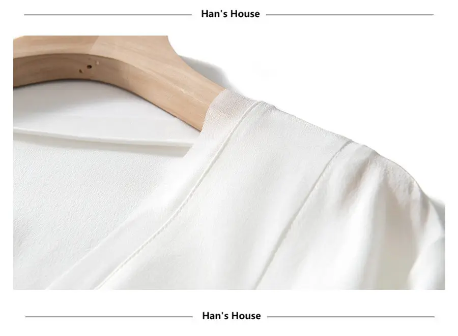 Heavy Silk Blouse V Neck 2 Colors Solid Womens Half Sleeve High Quality Loose Silk Blouses Casual New Fashion