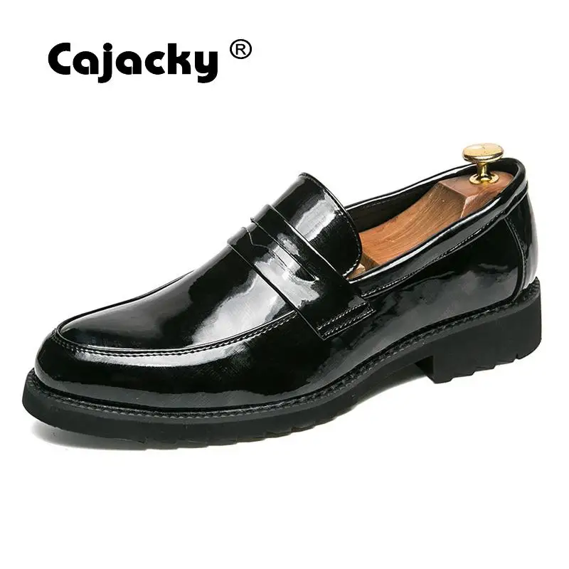 Cajacky/кожаные лоферы с блестками Мужские модельные туфли на высоком каблуке