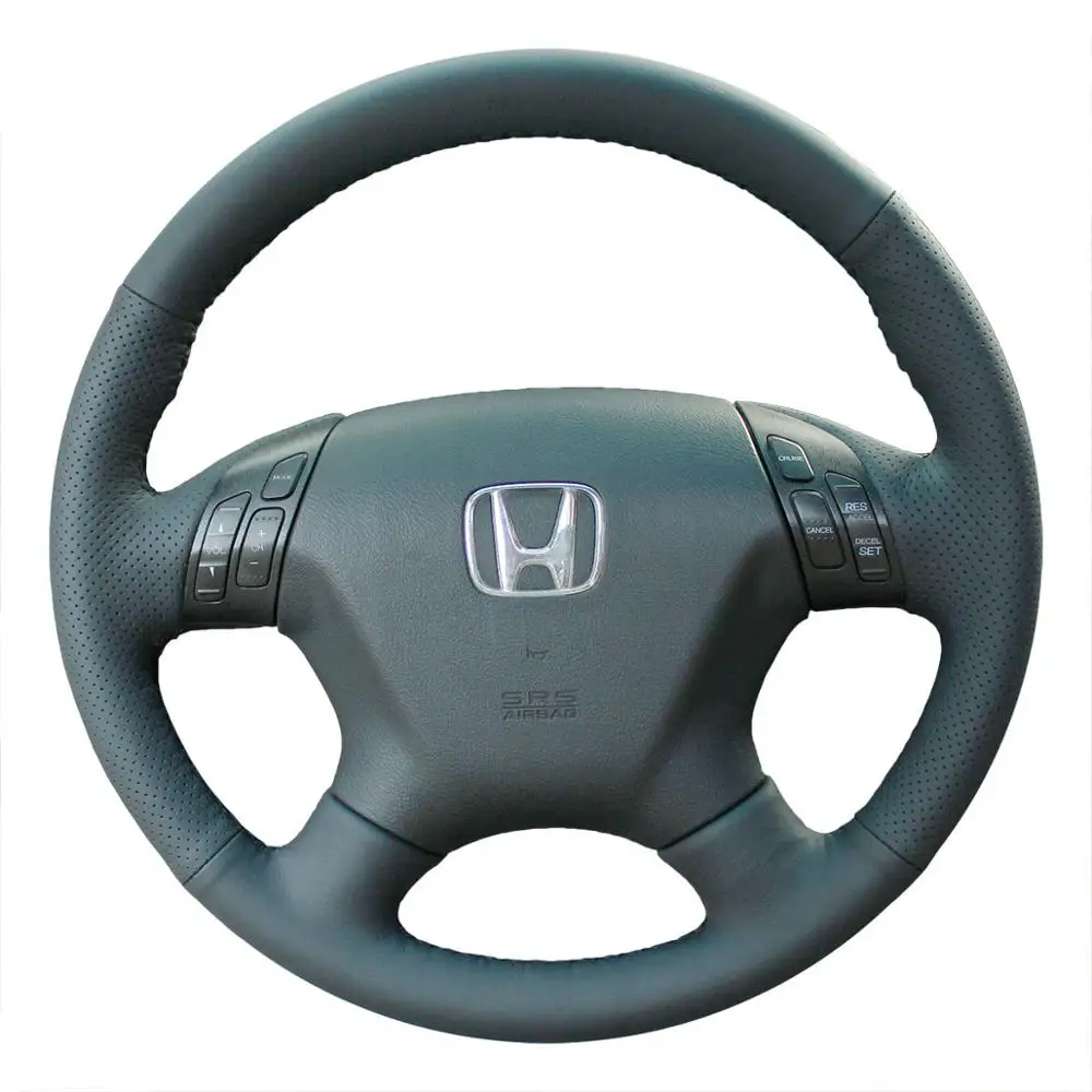 Wheel Covers Black PONSNY автомобильный Редуктор/ручной тормоз/рулевое управление чехол из натуральной кожи для HONDA ACCORD 7 2005-2007 авто ручной сшитый чехол - Название цвета: Wheel Covers Black