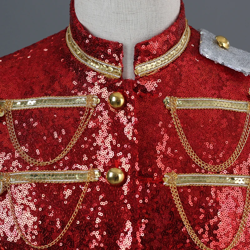 

2018 Male Shiny Costumes Blazer Men Casual Slim Sequin Glitter Suit Men Nightclub DJ Stage Bar Military Dress Jacket Outerwear