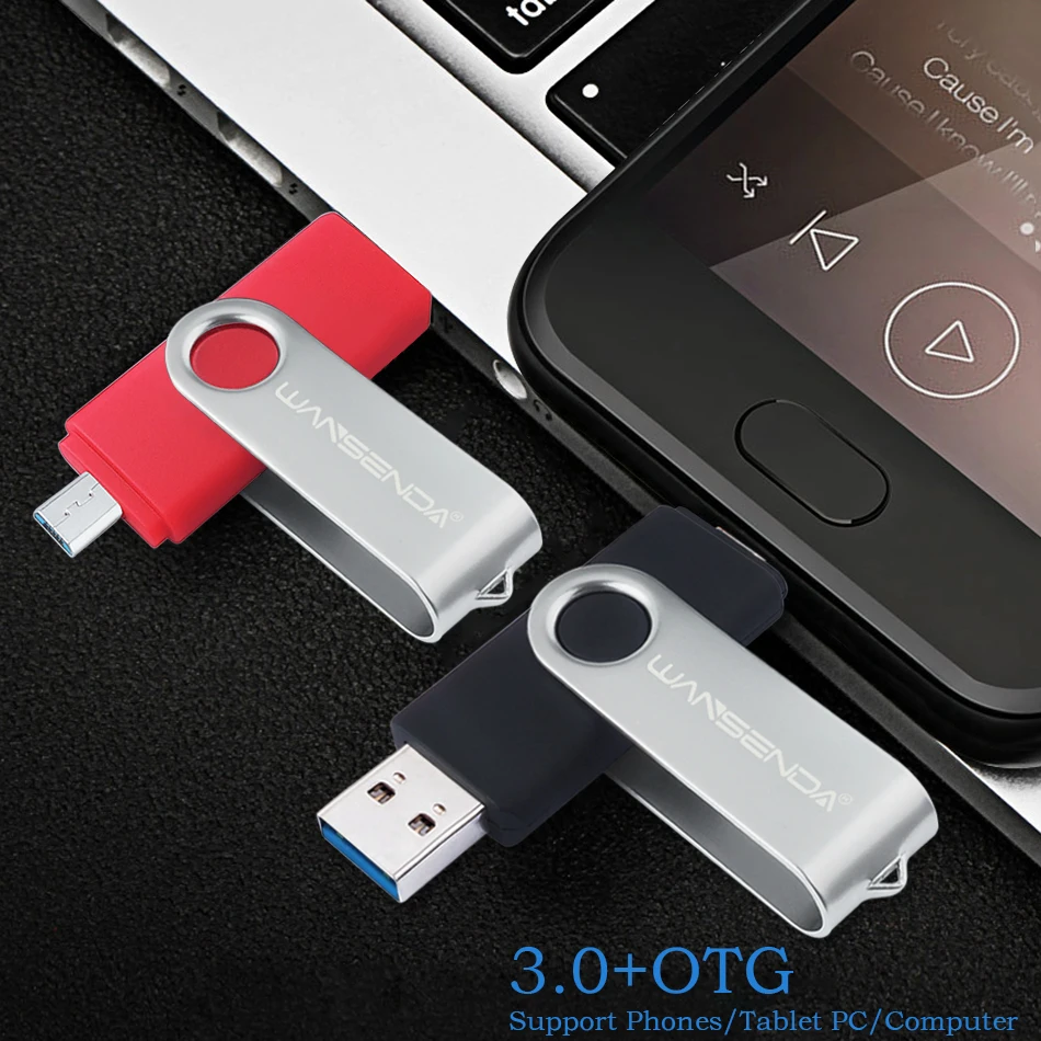 WANSENDA OTG USB флеш накопитель для смартфонов/планшетов/ПК 32 Гб 64 128 ГБ 256 Флешка