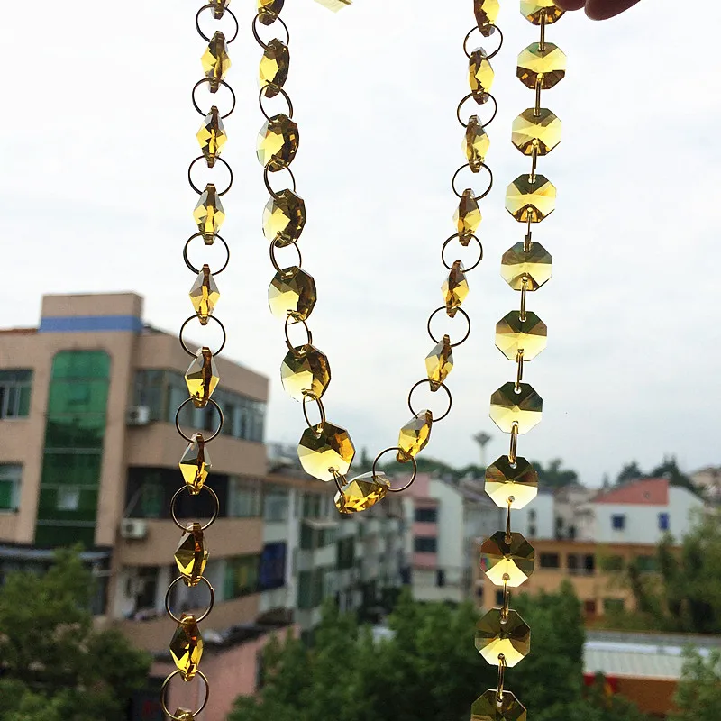 5 м хрустальные Восьмиугольные бусины гирлянда Свадебная вечеринка люстра штора