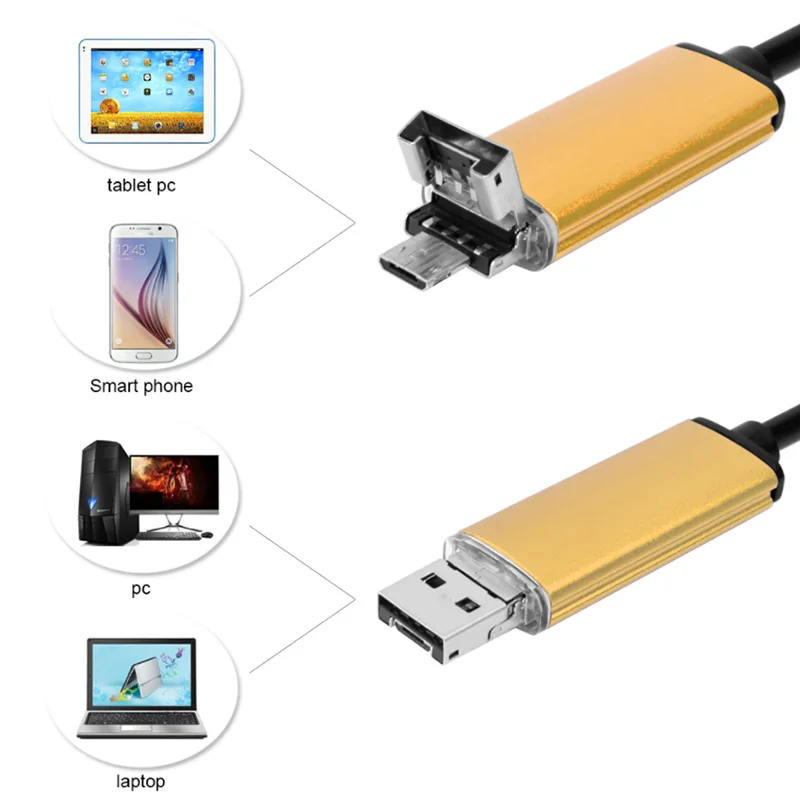Antscope 2 в 1 USB Android эндоскоп камера м/5 м/10 м ПК и 8 мм телефоны бороскоп змея трубка