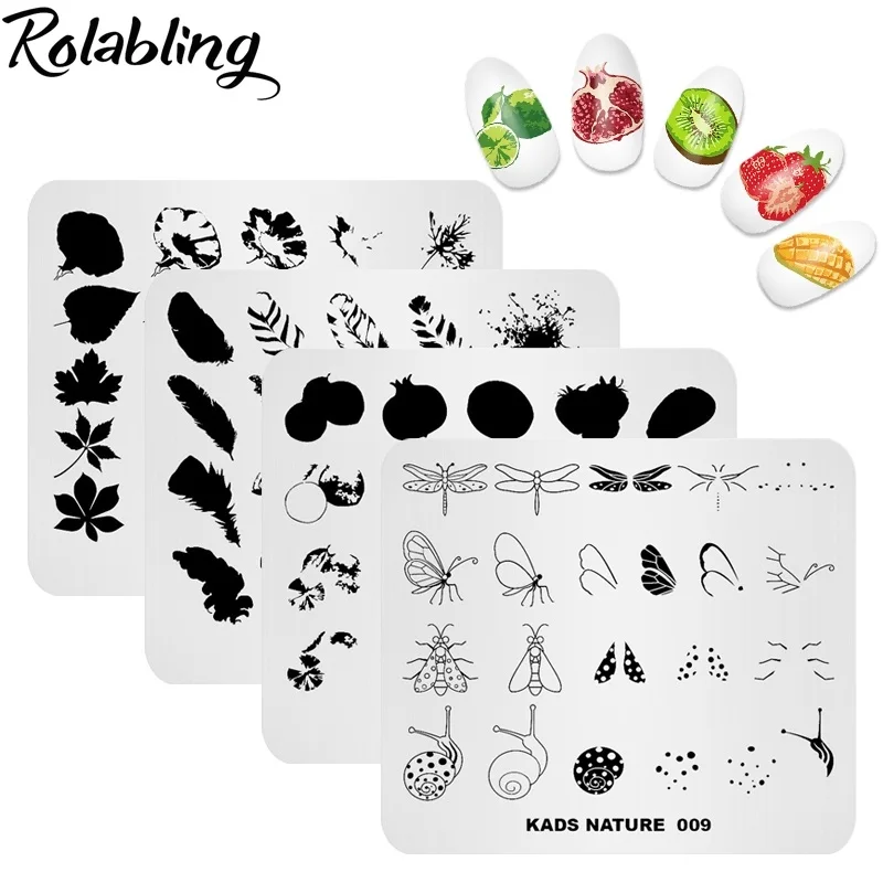 Пластины для стемпинга ногтей Rolabling 10 шт./компл. различных видов дизайна пластины