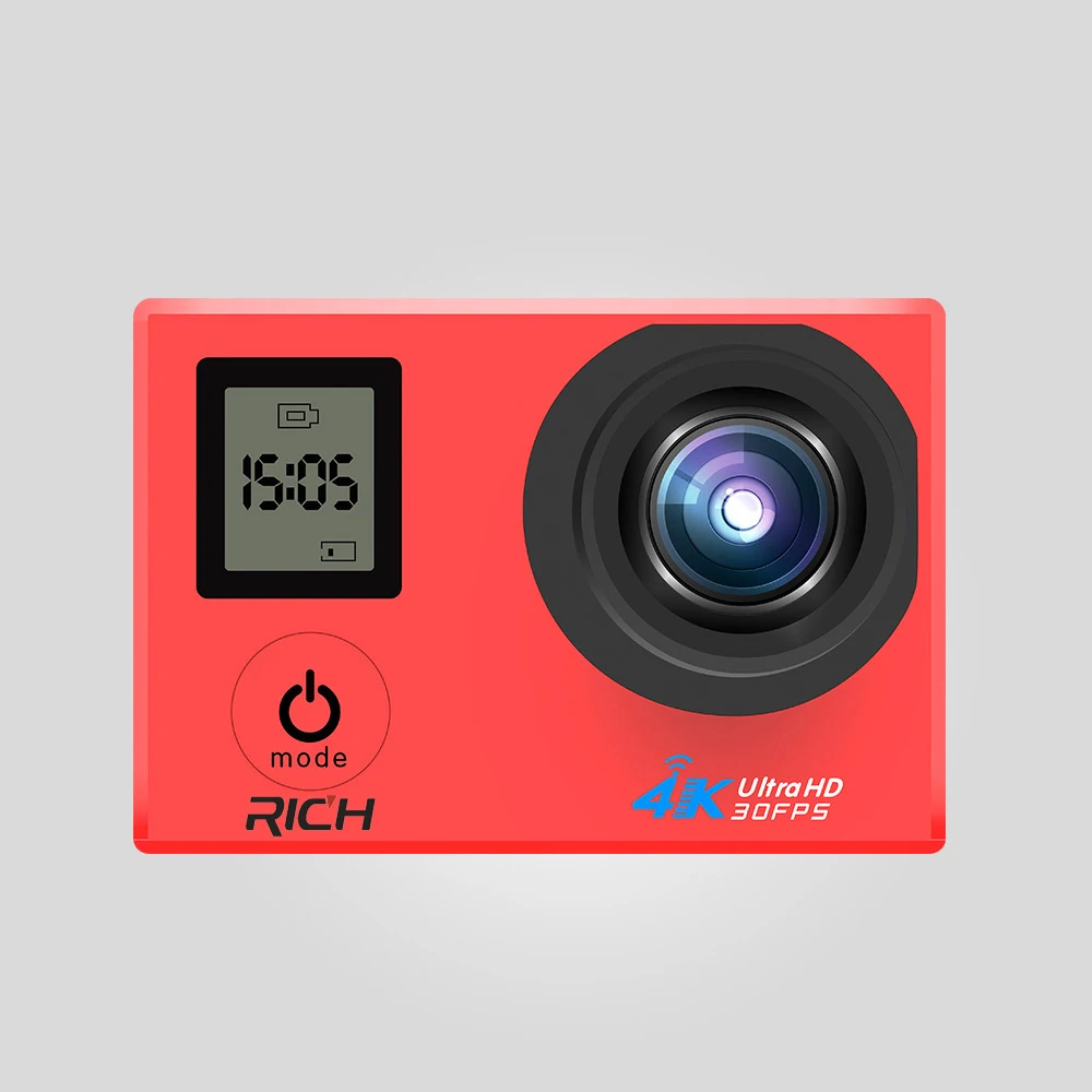 Экшн-камера RICH V903D 4K 2 0 дюйма двойной ЖК-дисплей 16 МП Спортивная Wi-Fi 30 м
