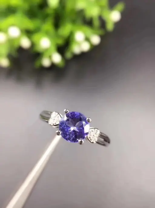 Кольцо женское из танзанита 6 мм серебро 925 пробы|fine jewelry|fine tanzanite jewelryring |