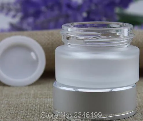 

5G 5ML Glass Jar, With Silver Thread Cap And Plastic Inner Lid, Frost Glass Container, Small Sample Packaging Jar, 50pcs/lot