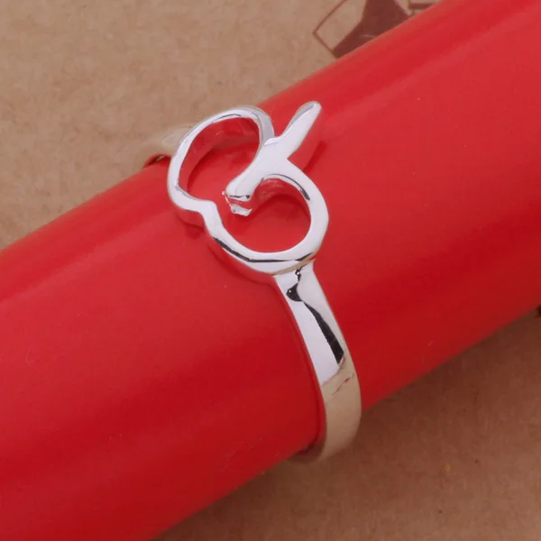 Кольцо на палец с изображением фруктов и яблока серебристого цвета размер 5 #6 #7 #8