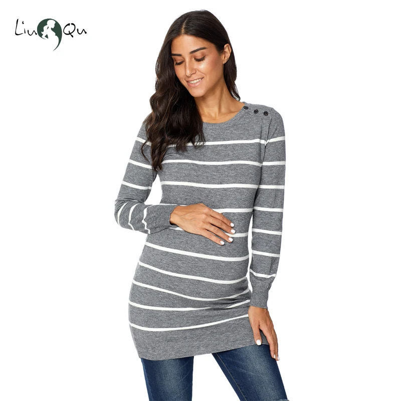 Женская одежда для беременных полосатый вязаный кардиган блузка Свитера ropa mujer