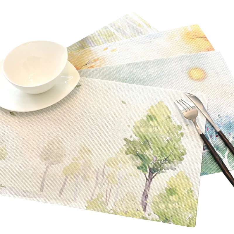 

Soft PVC Mat Printing Dinner Table Placemat Environmental Waterproof Non-Slip Heat Resistant Placemats For Table Bowl Pad 1pc