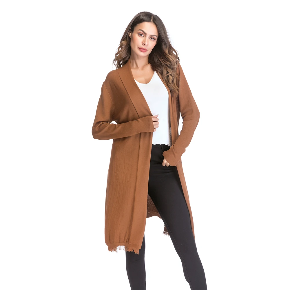Women Long Cardigan Autumn 2018 Fashion Knitting Sweater Solid Tassel Slim Clothes For Ladies Causal |