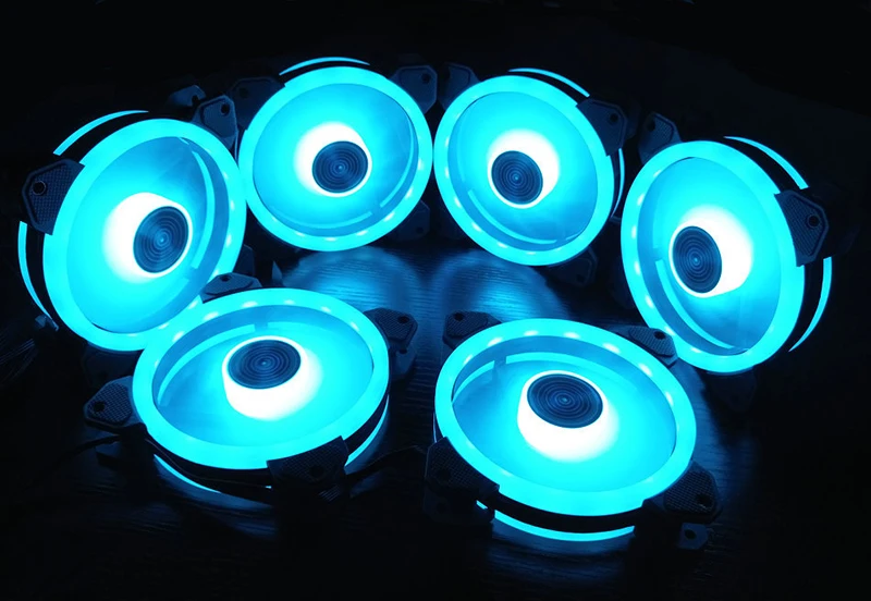 Цветной 120 мм круглый RGB cpu охлаждающий вентилятор+ пульт дистанционного управления с двойной диафрагмой светодиодный светящийся ПК корпус тихий вентилятор водяного охлаждения