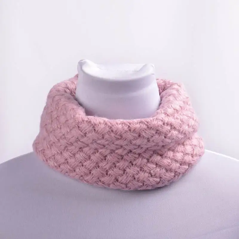 pink Детский зимний теплый шарф из плотного бархата для мальчиков и девочек, вязаные шерстяные шарфы с круглым вырезом, теплый детский шарф с воротником - Цвет: pink