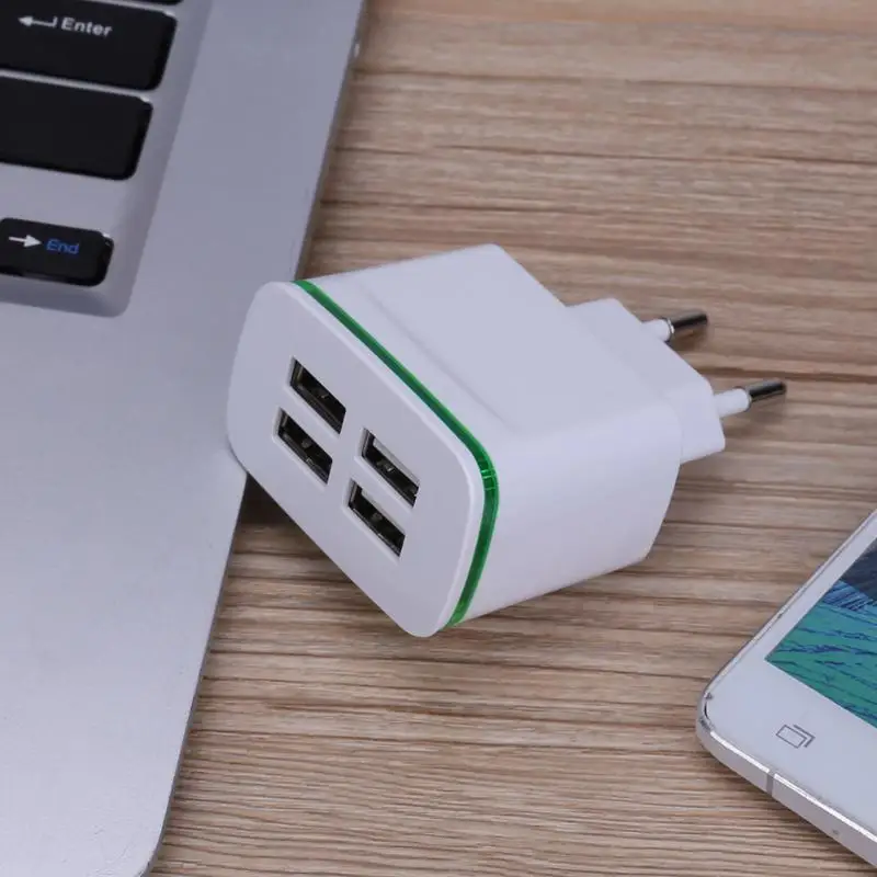 Адаптер зарядного устройства с 4 usb-хаб, штепсельная розетка стандарта ЕС, переменный ток 100-240 В, постоянный ток, 5 В, 4 а, зарядное устройство для путешествий