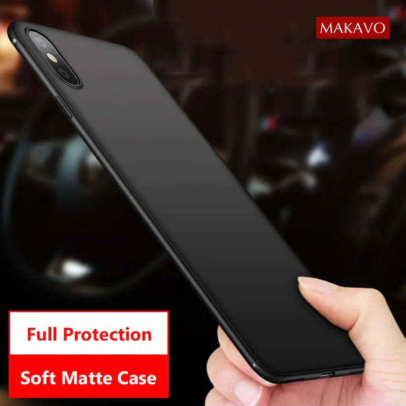 Чехол MAKAVO для iPhone XS Max простой тонкий матовый мягкий чехол телефона X XR чехлы