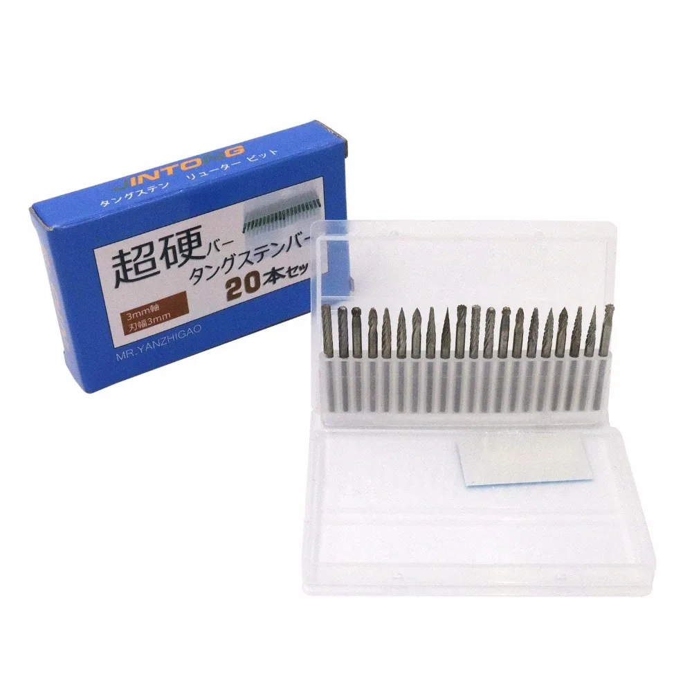 20 шт. 3 мм хвостовик Вольфрамовая сталь твердосплавные роторные пилки Алмазные