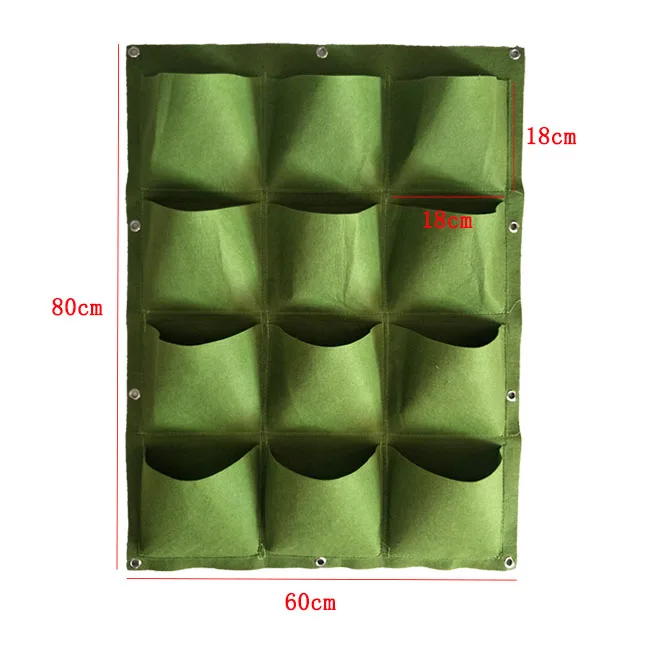 12 Pockets 60x80cm Вертикальная настенная сумка для выращивания, 64/72 карманов, зеленые посадочные сумки, садоводство, овощи, садовая сумка для рассады, товары для дома - Цвет: 12 Pockets 60x80cm