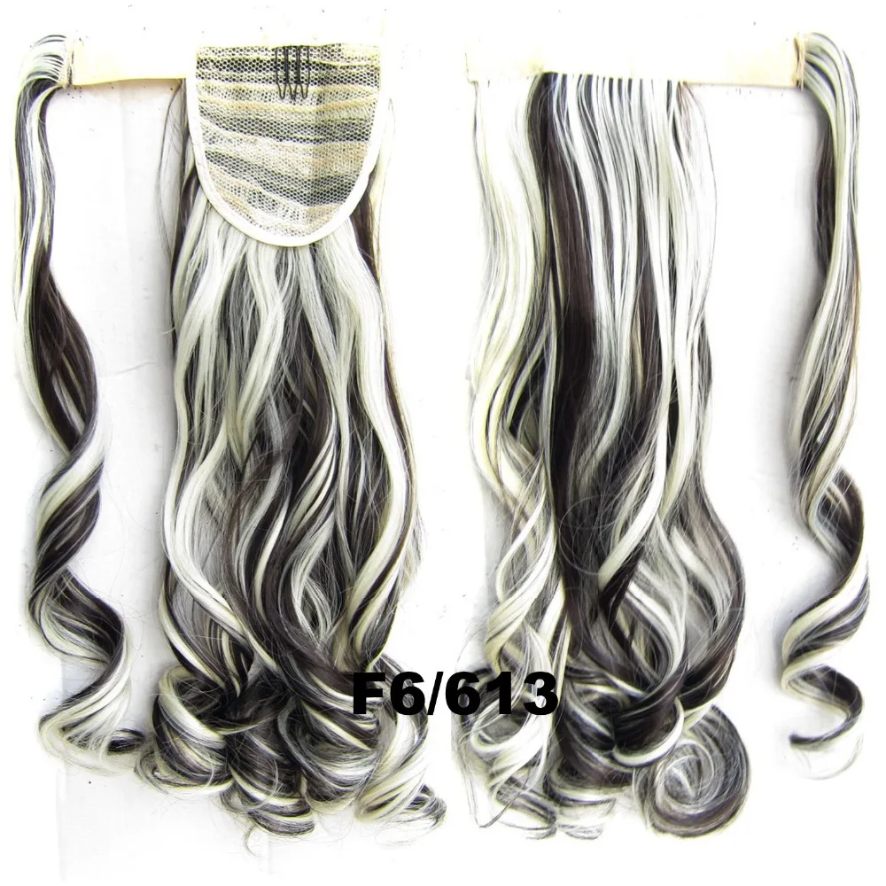 Hot Sell Women Long Wavy Hair Ponytails 90g 22&quot Fake Pieces with Stooper Highlights Extension for Female |