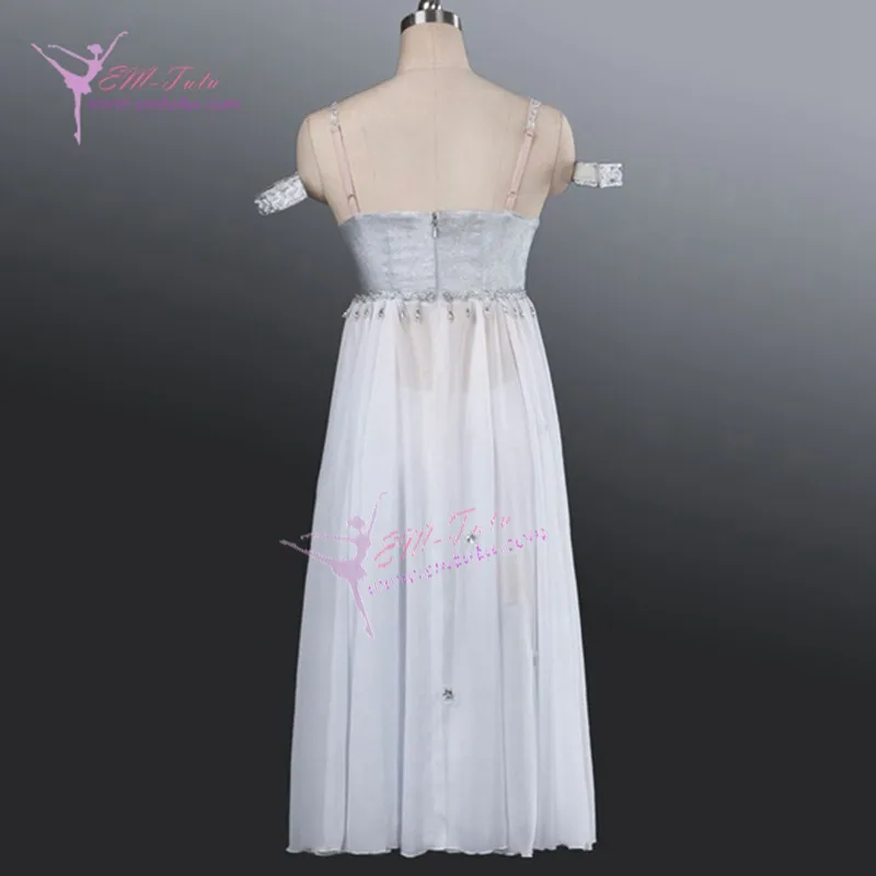 Профессиональное женское платье для взрослых белое серебряное шифоновое