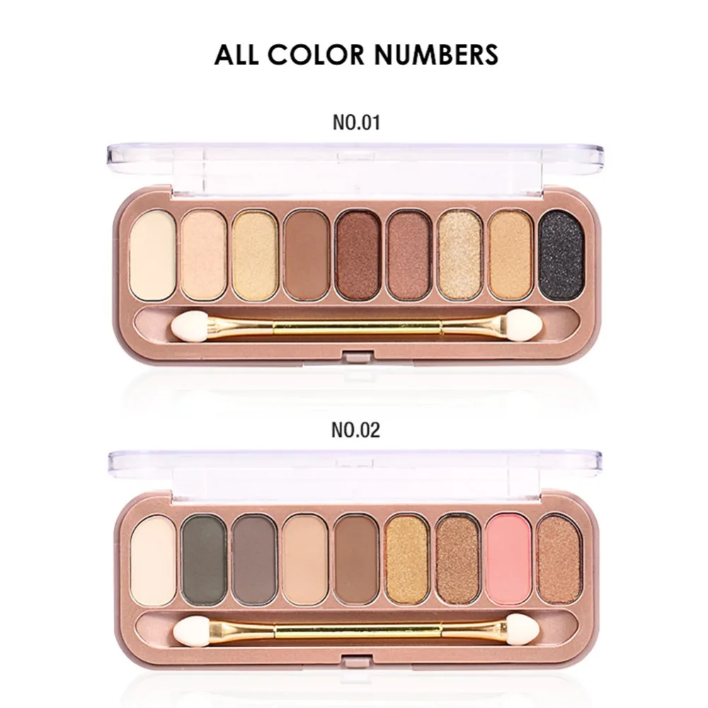 9 Color Glitter Luminous Eyeshadow Powder Shimmer Matte Long Lasting Waterproof Eye Shadow Palette With Brush Cosmetic #260865 |