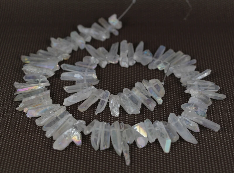 Бусины из мистического титана с кварцевым кристаллом 15 5 дюймов|top drilled beads|titanium