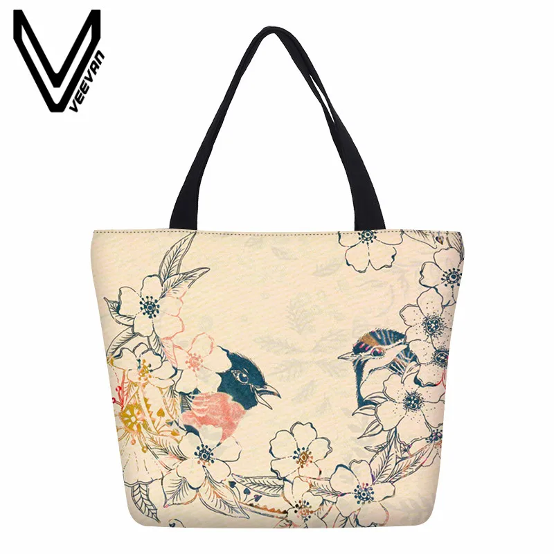 Veevanv Девушка Школа BookBag красивые цветы Для женщин сумка-шоппер 3D печатных холст